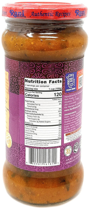 Rani Tikka Curry Vegan Simmer Sauce (Creamy Tomato, Onion & Cilantro) 14oz (400g) Glass Jar ~ Easy to Use | Vegan | No Colors | All Natural | NON-GMO | Gluten Free | Indian Origin
