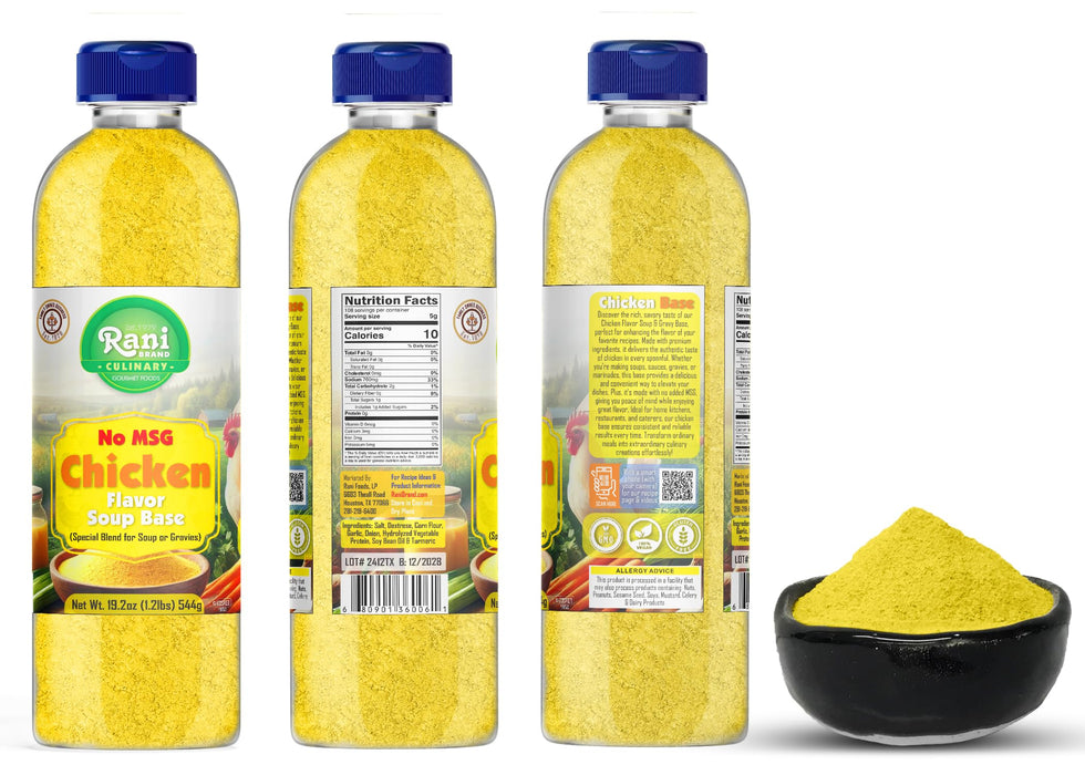 Rani Premium Chicken Base (Special Blend for Soup or Gravies) 19.2oz (1.2lbs) 544g PET Jar ~ All Natural | Gluten Friendly | NON-GMO | Kosher | Vegan | Product of USA