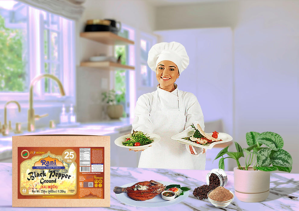 Rani Black Pepper Fine Powder 80 Mesh, 400oz (25lbs) 11.36kg Bulk Box ~ All Natural | Vegan | Gluten Friendly | NON-GMO | Kosher