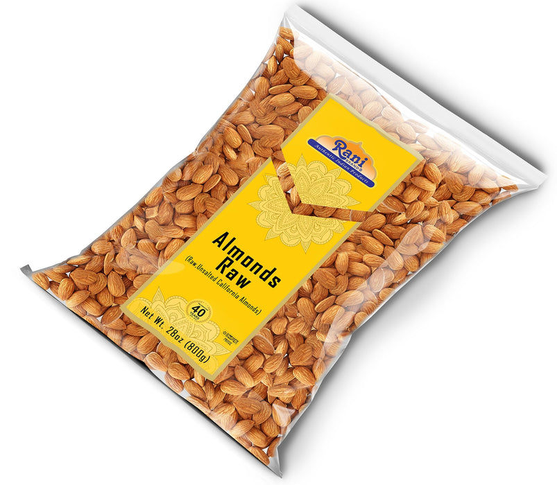 Rani Almonds, Raw Whole With Skin 28oz (800g) ~ All Natural | Vegan | Kosher | Gluten Friendly | Fresh Product of USA ~ California Shelled Almonds