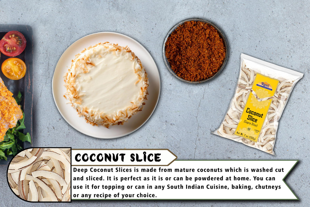 Rani Coconut (Copra) Sliced 7oz (200g) (uncooked, unsweetened) ~ All Natural | Kosher | Vegan | Gluten Friendly