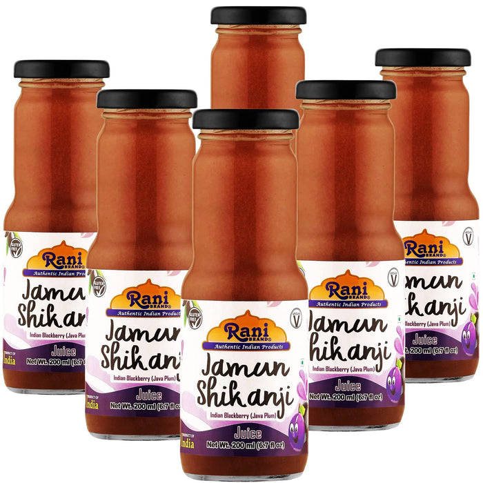 Rani Jamun Shikanji 6.7 fl oz (200 ml) Glass Bottle, Pack of 6 ~ Indian Fruit Beverage | Vegan | Gluten Free | NON-GMO | Indian Origin