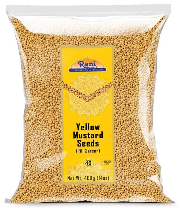 Rani Yellow Mustard Seeds Whole Spice 14oz (400g) ~ Ideal for Pickling, Dressing and Making Ground Mustard for Cooking, All Natural | Vegan | Gluten Friendly | NON-GMO | Kosher | Indian Origin