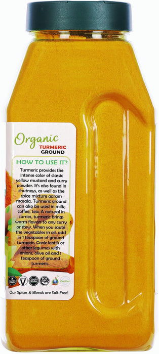 Rani Organic Turmeric (Haldi) Root Powder Spice, (High Curcumin Content) 16oz (1lb) 454g PET Jar ~ All Natural | Vegan | Gluten Friendly | NON-GMO | Kosher | Indian Origin | USDA Certified Organic