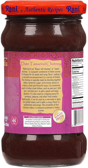 Rani Dates & Tamarind (Imli) Chutney 11.5oz (325g) Glass Jar, Ready to eat, Vegan ~ Gluten Free | NON-GMO | Kosher | No Colors | Indian Origin