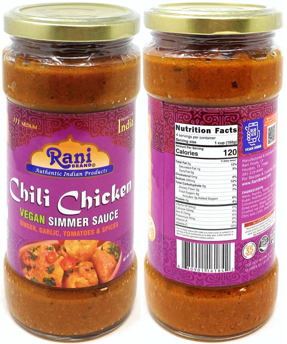 Rani Curry Vegan Simmer Sauces 6-Pack Variety (Tandoori, Tikka, Vindaloo, Korma, Chilli Chicken, Spicy Butter Chicken) 14oz (400g) Glass Jar ~ Easy to Use | All Natural | Gluten Free | Indian Origin