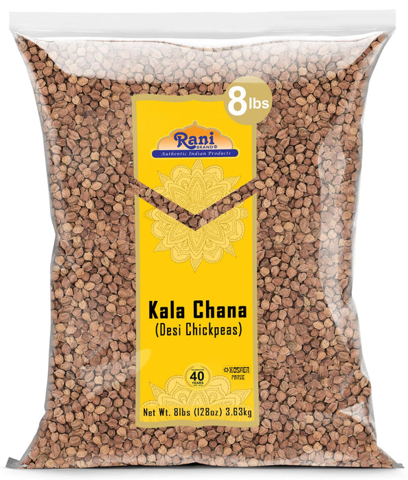 Rani Kala Chana (Desi Chickpeas Chana with skin) 128oz (8lbs) 3.63kg Bulk ~ All Natural | Gluten Friendly | NON-GMO | Vegan | Kosher | Indian Origin