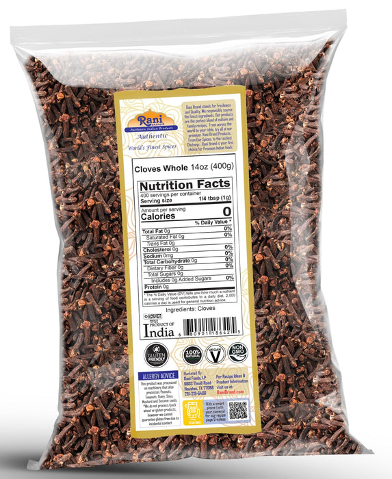 Rani Cloves Whole (Laung) 14oz (400g) Great for Food, Tea, Pomander Balls and Potpourri, Hand Selected, Spice ~ All Natural | NON-GMO | Kosher | Vegan