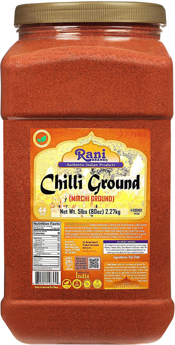 Rani Chilli Powder (Mirchi) Ground Indian Spice 80oz (5lbs) 2.27kg Bulk PET Jar ~ All Natural | Salt-Free | Vegan | Gluten Friendly | Kosher | NON-GMO