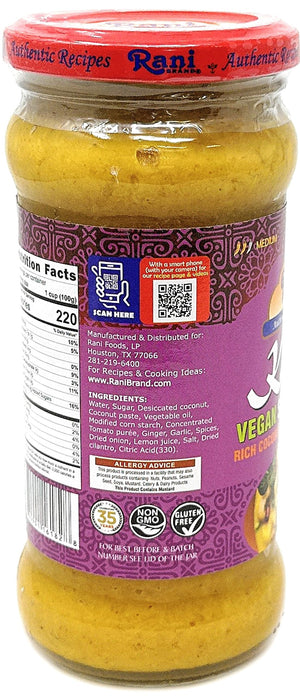 Rani Korma Vegan Simmer Sauce (Rich Coconut, Onion, Garlic & Spices) 14oz (400g) Glass Jar, Pack of 5 +1 FREE ~ Easy to Use | Vegan | No Colors | All Natural | NON-GMO | Gluten Free | Indian Origin