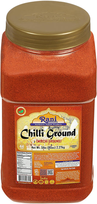 Rani Chilli Powder (Mirchi) Ground Indian Spice 80oz (5lbs) 2.27kg Bulk PET Jar ~ All Natural | Salt-Free | Vegan | Gluten Friendly | Kosher | NON-GMO