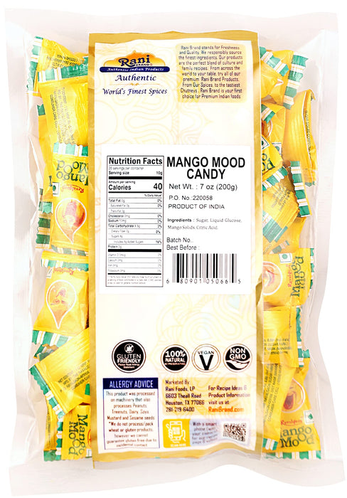Rani Mango Mood Candy 7oz (200g) Individually Wrapped ~ Indian Tasty Treats | Vegan | Gluten Friendly | NON-GMO | Indian Origin