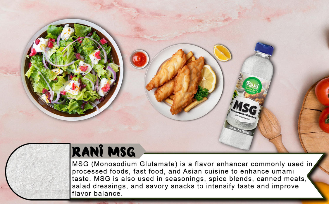 Rani MSG (Monosodium Glutamate) 7oz (200g) PET Jar ~ Flavor Enhancer, Umami Seasoning, Perfect for stir-frying, roasting, soups | Gluten Friendly | Vegan | NON-GMO | Kosher | Product of USA