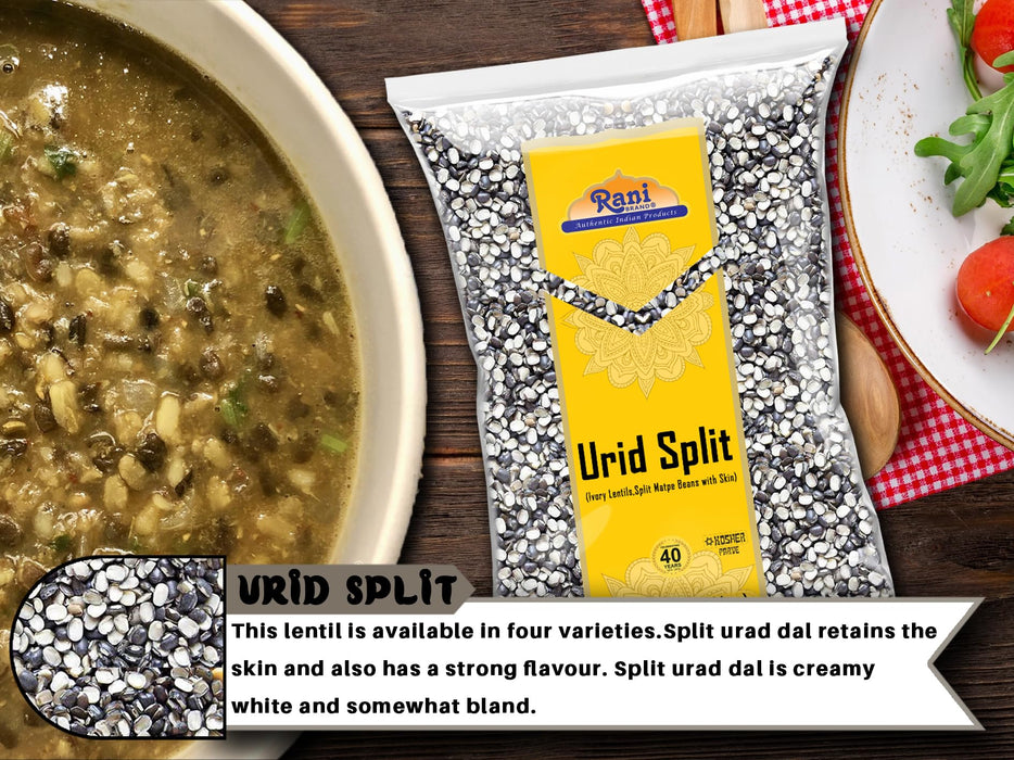 Rani Urid/Urad Split Chilka (Split Matpe Beans with Skin) Indian Lentils 14oz (400g) ~ All Natural | Gluten Friendly | NON-GMO | Vegan | Indian Origin