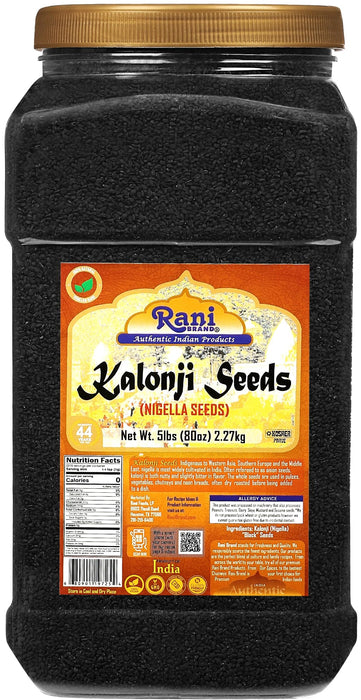 Rani Kalonji Seeds Whole (Black Seed, Black Cumin) Spice 80oz (5lbs) 2.27kg Bulk PET Jar ~ All Natural | Gluten Friendly | NON-GMO | Kosher | Vegan