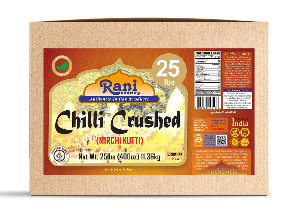 Rani Crushed Red Pepper Flakes Chilli (Pizza Type Cut) 400oz (25lbs) 11.36kg Bulk Box ~ All Natural, No Color added, Gluten Friendly | Vegan | NON-GMO | Kosher | No Salt or fillers