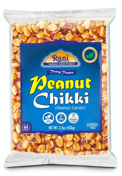 Rani Peanut Chikki (Brittle Candy) 3.5oz (100g) ~ All Natural | Vegan | No colors | Gluten Friendly | Kosher | Indian Origin