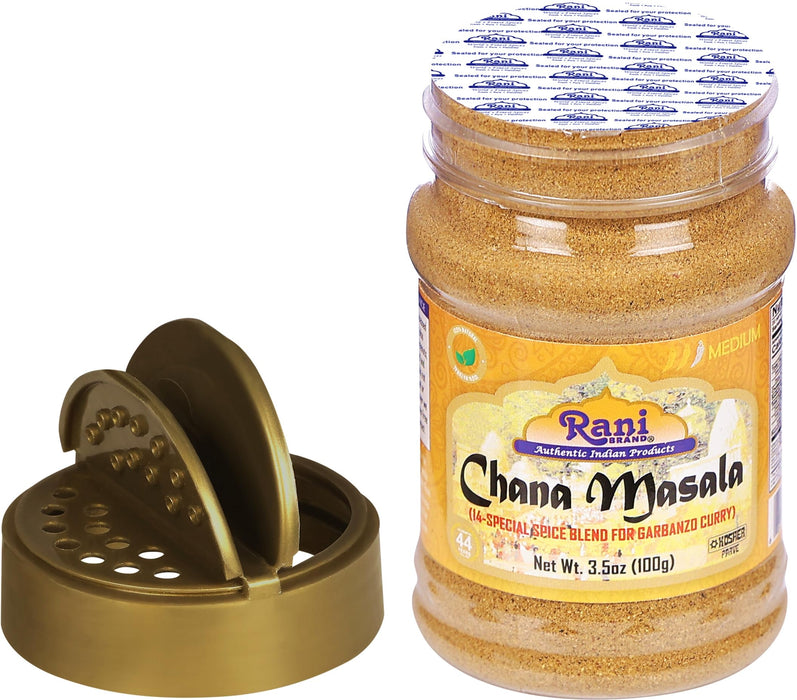 Rani Chana Masala (Garbanzo Curry 15-Spice Blend) 3.5oz (100g) PET Jar ~ All Natural | Vegan | No Colors | Gluten Friendly | NON-GMO | Kosher | Indian Origin