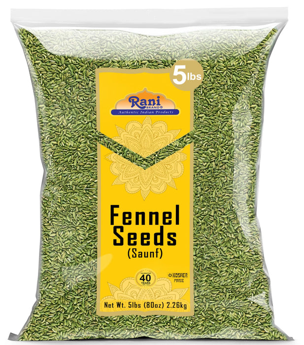 Rani Fennel (Saunf) Seeds Whole, Indian Spice 80oz (5lbs) 2.26kg ~ All Natural | Gluten Friendly | NON-GMO | Kosher | Vegan | Indian Origin