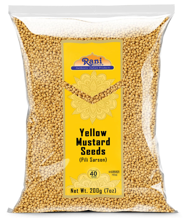 Rani Yellow Mustard Seeds Whole Spice 7oz (200g) ~ Ideal for Pickling, Dressing and Making Ground Mustard for Cooking, All Natural | Vegan | Gluten Friendly | NON-GMO | Kosher | Indian Origin