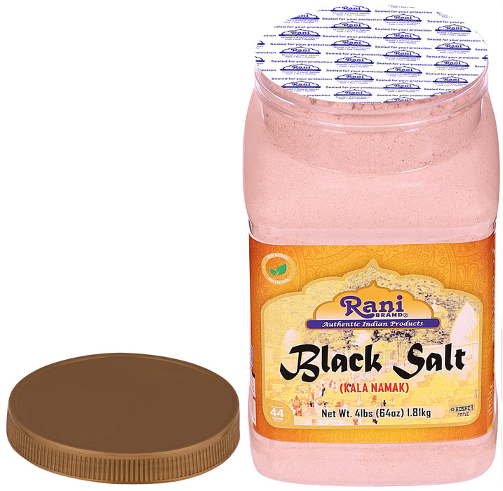 Rani Black Salt Powder (Kala Namak) Mineral 64oz (4lbs) 1.81kg Bulk PET Jar ~ Unrefined, Pure and Natural | Vegan | Gluten Friendly | Kosher | Indian Origin