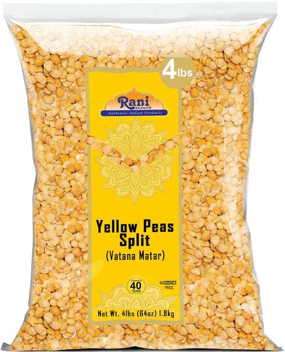 Rani Yellow Peas Split, Dried (Vatana, Matar) 64oz (4lbs) 1.81kg Bulk ~ All Natural | Vegan | Gluten Friendly | Kosher | Product of USA