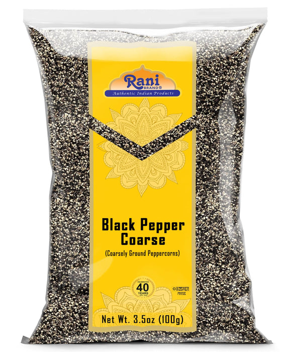 Rani Black Pepper Coarse Ground 28 Mesh (Table Grind), 3.5oz (100g) ~ Gluten Friendly | Non-GMO | Kosher | Natural
