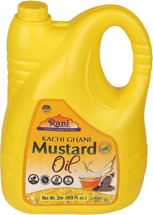 Rani Mustard Oil (Kachi Ghani) 169 Ounce (5 Liter) NON-GMO | Gluten Free | Kosher | Vegan | 100% Natural