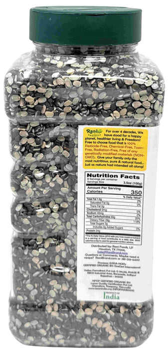 Rani Organic Urid/Urad Split Chilka (Split Matpe Beans with Skin) 32oz (2lbs) 908g PET Jar ~ All Natural | Gluten Friendly | Non-GMO | Kosher | Vegan | Indian Origin | USDA Certified Organic