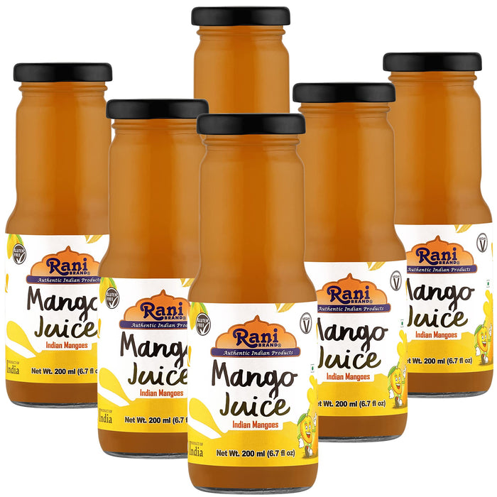 Rani Mango Juice 6.7 fl oz (200 ml) Glass Bottle, Pack of 6 ~ Indian Fruit Beverage | Vegan | Gluten Free | NON-GMO | Indian Origin