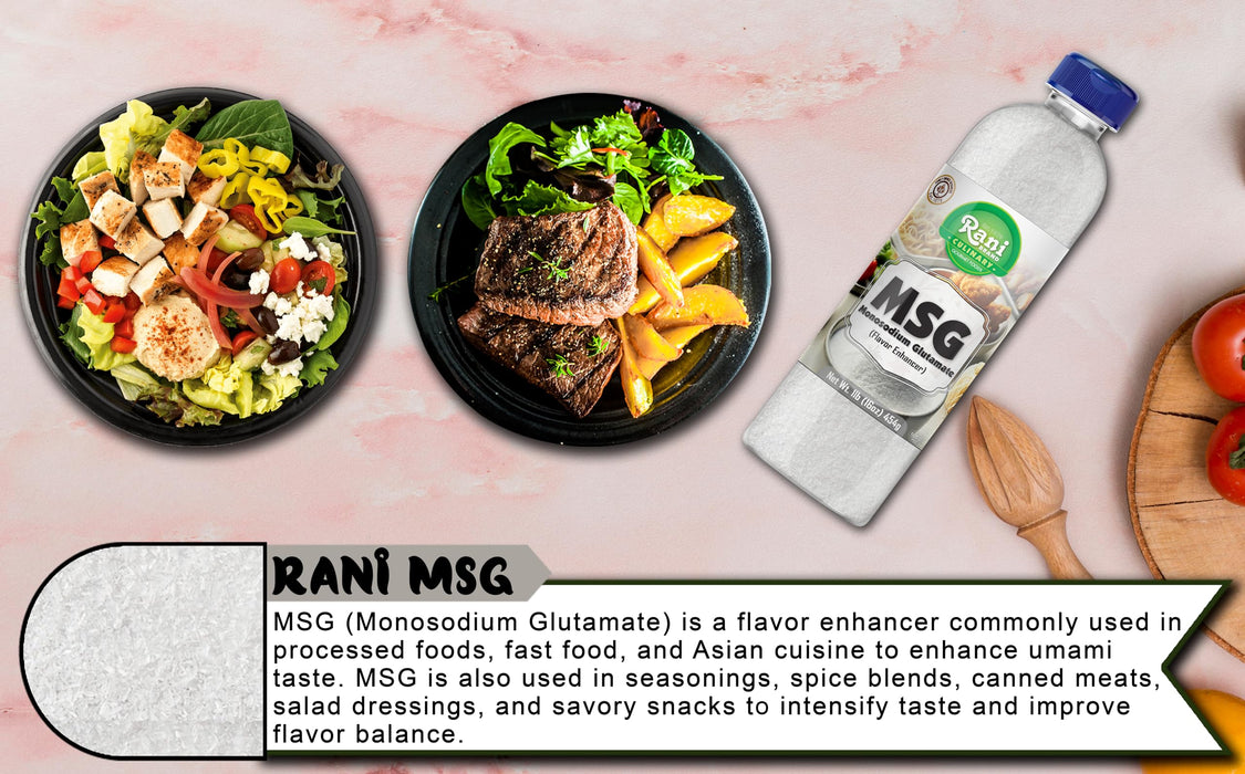 Rani MSG (Monosodium Glutamate) 16oz (1lb) 454g PET Jar ~ Flavor Enhancer, Umami Seasoning, Perfect for stir-frying, roasting, soups | Gluten Friendly | Vegan | NON-GMO | Kosher | Product of USA