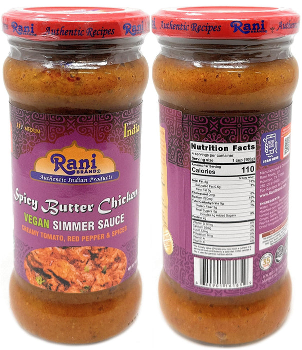 Rani Curry Vegan Simmer Sauces 6-Pack Variety (Tandoori, Tikka, Vindaloo, Korma, Chilli Chicken, Spicy Butter Chicken) 14oz (400g) Glass Jar ~ Easy to Use | All Natural | Gluten Free | Indian Origin