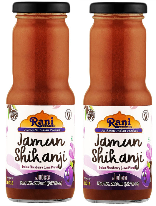 Rani Jamun Shikanji 6.7 fl oz (200 ml) Glass Bottle, Pack of 2 ~ Indian Fruit Beverage | Vegan | Gluten Free | NON-GMO | Indian Origin