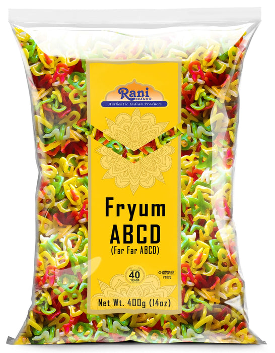 Rani Far Far / Fryums (Wheat & Tapioca Pellet) ABCD Shape 14oz (400g) ~ Vegan, Kosher, Uncooked, Used to Make Papad, Bhungra / Chip Snack