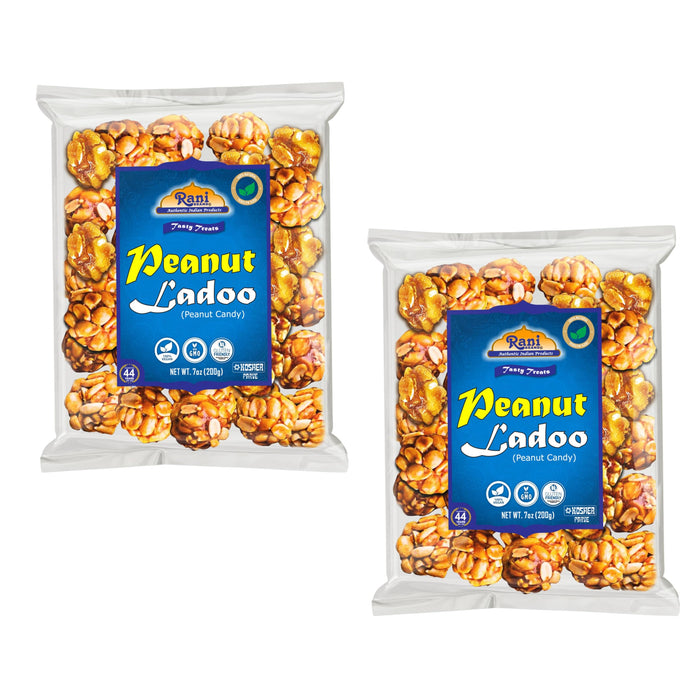 Rani Peanut Ladoo (Round Peanut Brittle Candy) 7oz (200g) x Pack of 2 ~ All Natural | Vegan | Kosher | No colors | Gluten Friendly | Indian Origin