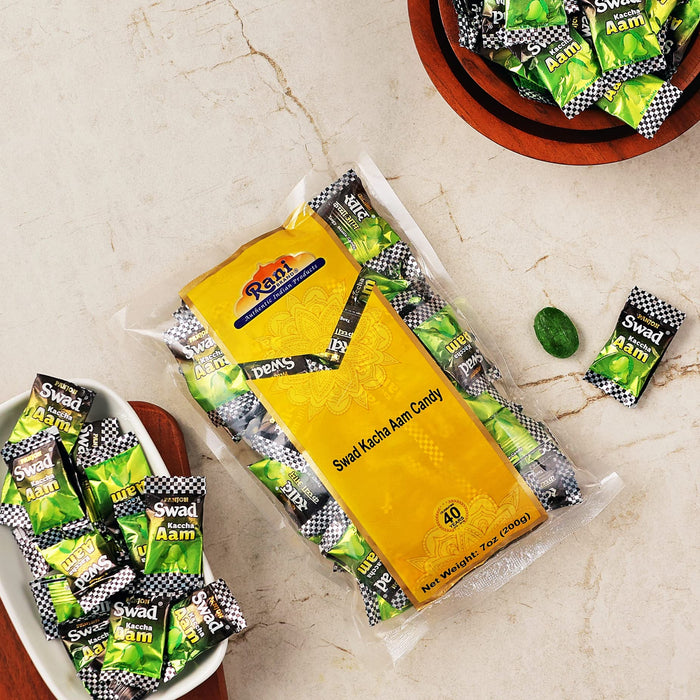 Rani Swad Kacha Aam Candy 7oz (200g) Individually Wrapped ~ Indian Tasty Treats | Vegan | Gluten Friendly | NON-GMO | Indian Origin