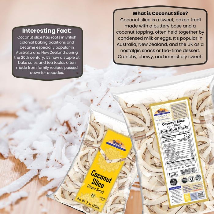Rani Coconut (Copra) Sliced 7oz (200g) (uncooked, unsweetened) ~ All Natural | Kosher | Vegan | Gluten Friendly