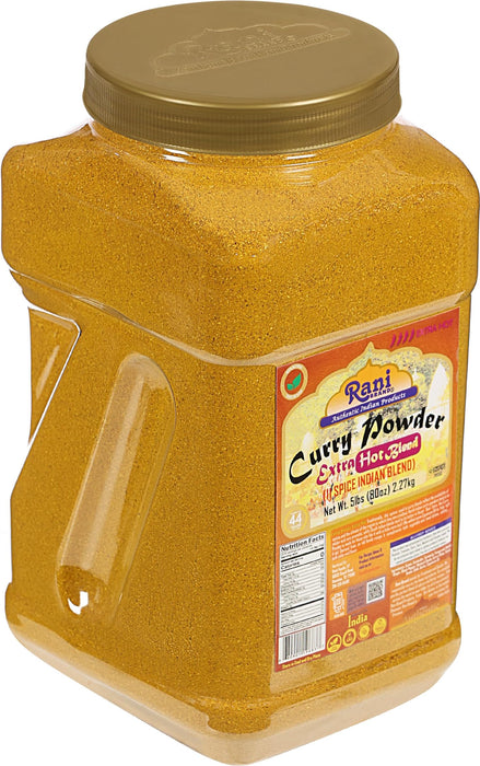 Rani Curry Powder EXTRA HOT Natural 11-Spice Blend 80oz (5lbs) 2.27kg Bulk PET Jar ~ Salt Free | Vegan | Gluten Friendly | NON-GMO | Kosher | Indian Origin