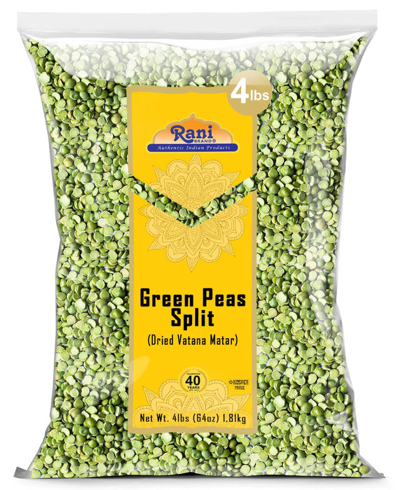 Rani Green Peas Split, Dried (Vatana, Matar) 64oz (4lbs) 1.81kg ~ All Natural | Kosher | Vegan | Gluten Friendly | Product of US