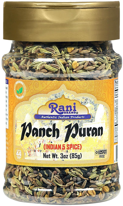 Rani Panch Puran (5 Spice) 3oz (85g) PET Jar ~ All Natural | Vegan | Gluten Friendly | NON-GMO | Kosher | Indian Origin (Equal Blend of Fenugreek, Mustard, Kalonji/Nigella, Fennel and Cumin)