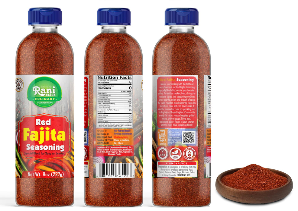 Rani Red Fajita Seasoning (Special Blend for Soup or Gravies) 8oz (227g) PET Jar ~ All Natural | Gluten Friendly | NON-GMO | Kosher | Vegan | Product of USA