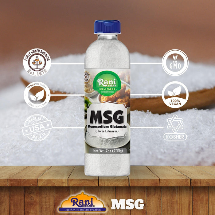 Rani MSG (Monosodium Glutamate) 7oz (200g) PET Jar ~ Flavor Enhancer, Umami Seasoning, Perfect for stir-frying, roasting, soups | Gluten Friendly | Vegan | NON-GMO | Kosher | Product of USA