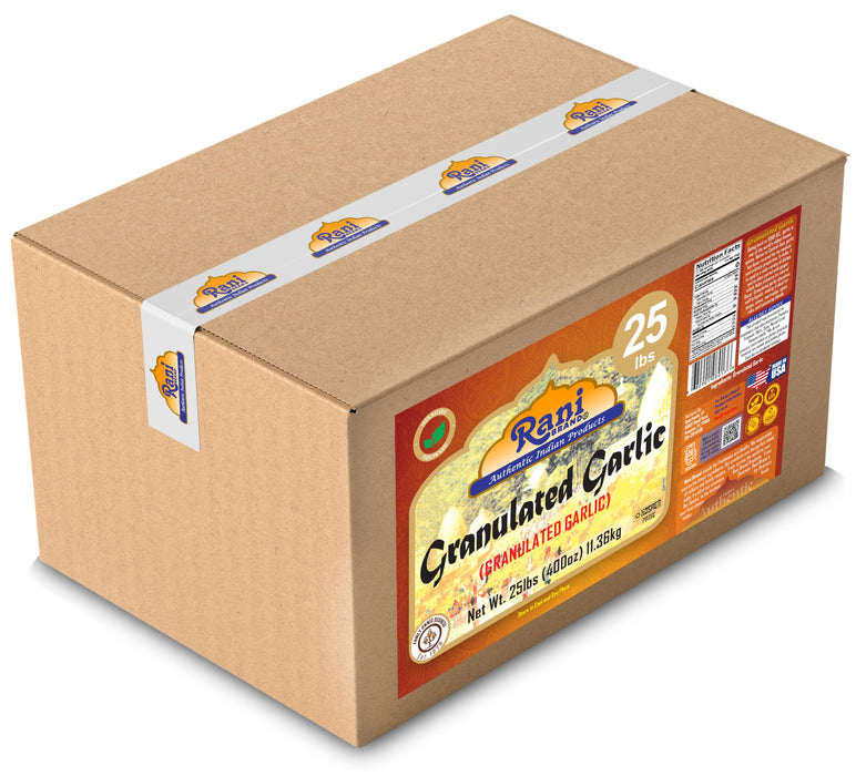 Rani Granulated Garlic (Coarse Ground Garlic) 400oz (25lbs) 11.36kg Bulk Box ~ All Natural | Gluten Friendly | Vegan | NON-GMO | Kosher | No Salt or fillers | Product of USA