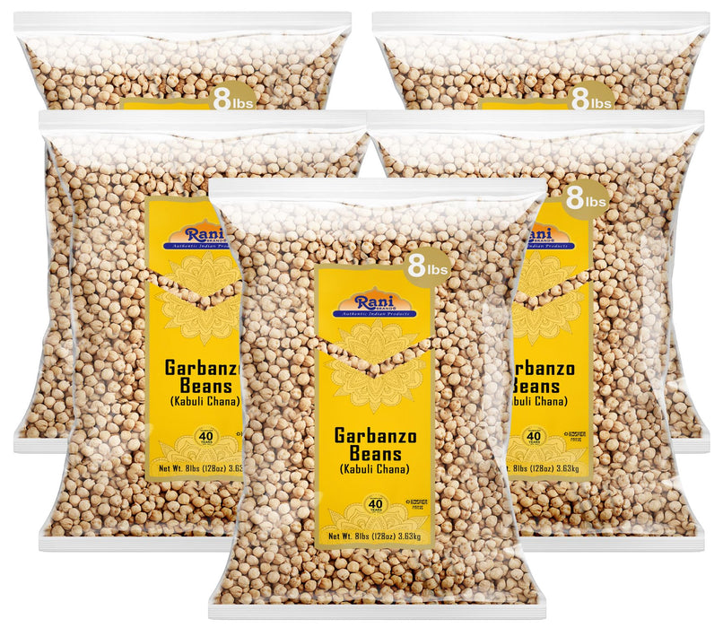 Rani Garbanzo Beans (Kabuli Chana) 8lbs ~ Pack of 5 ~ (40lbs Total!) All Natural | Vegan | Gluten Friendly | NON-GMO | Kosher | Indian Origin
