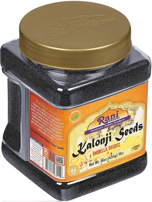 Rani Kalonji Seeds Whole (Black Seed, Nigella Sativa, Black Cumin) 16oz (1lb ) 454g PET Jar ~ All Natural | Gluten Friendly | NON-GMO | Kosher | Vegan