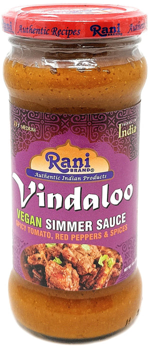 Rani Vindaloo Curry Vegan Simmer Sauce (Spicy Tomato, Red Peppers & Spices) 14oz (400g) Glass Jar ~ Easy to Use | Vegan | No Colors | All Natural | NON-GMO