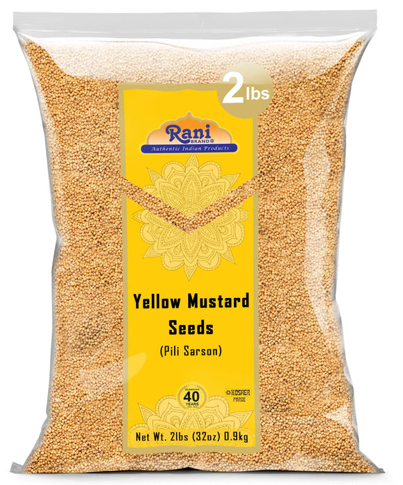 Rani Yellow Mustard Seeds Whole Spice 32oz (2lbs) 908g ~ Ideal for Pickling, Dressing and Making Ground Mustard for Cooking, All Natural | Vegan | Gluten Friendly | NON-GMO | Kosher | Indian Origin