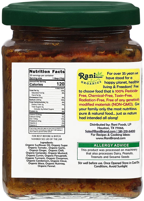 Rani Organic Tandoori Paste 8.8oz (250g) Glass Jar ~ For Tandoori Chicken, Chicken Tikka, Paneer Tikka | All Natural | NON-GMO | Kosher | Vegan | Gluten Free | Indian Origin | USDA Certified Organic