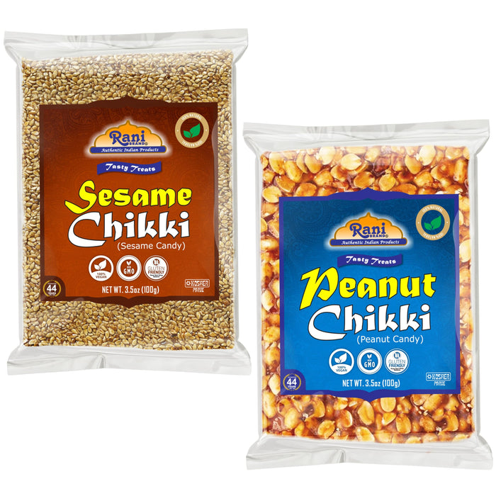Rani Peanut & Sesame Chikki (Brittle Candy) 100g (3.5oz) x Pack of 2 ~ All Natural | Vegan | No colors | Gluten Friendly | Indian Origin