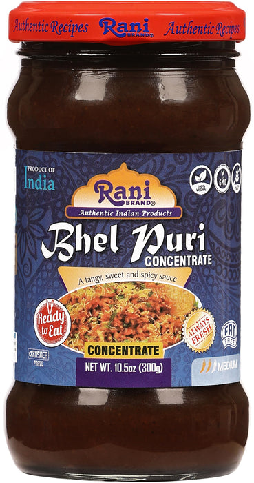 Rani Bhel Puri Concentrate (Sweet & Spicy Sauce) 10.5oz (300g) Glass Jar, Ready to Eat ~ Vegan | Gluten Free | NON-GMO | Kosher | No Colors | Indian Origin